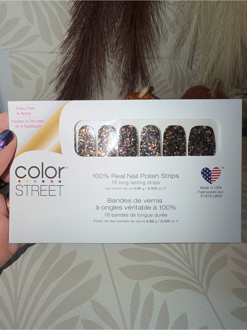 Color Street Black and Gold Glitter Nail Polish Strips by Color Street